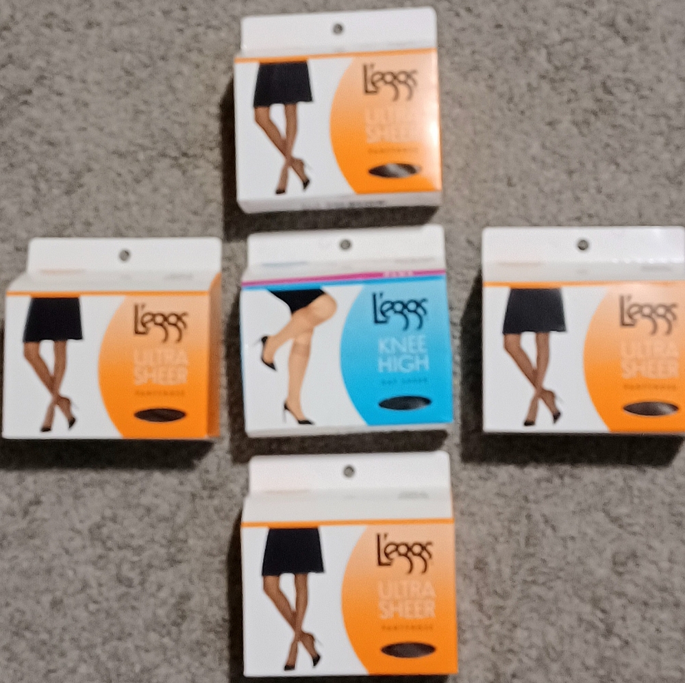 Ultra Sheer Women's Coffee Hosiery Size C Lot 5 Off Black Kneehighs Plus Size